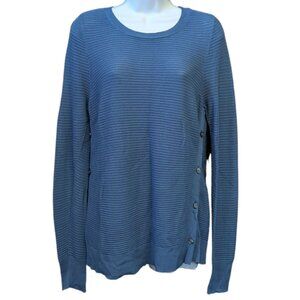 Loft Lightweight Sweater Blouse Long Sleeve Button Detail Women's Size Medium